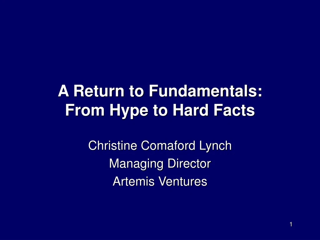 a return to fundamentals from hype to hard facts