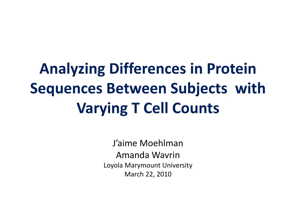 analyzing differences in protein sequences between subjects with varying t cell counts