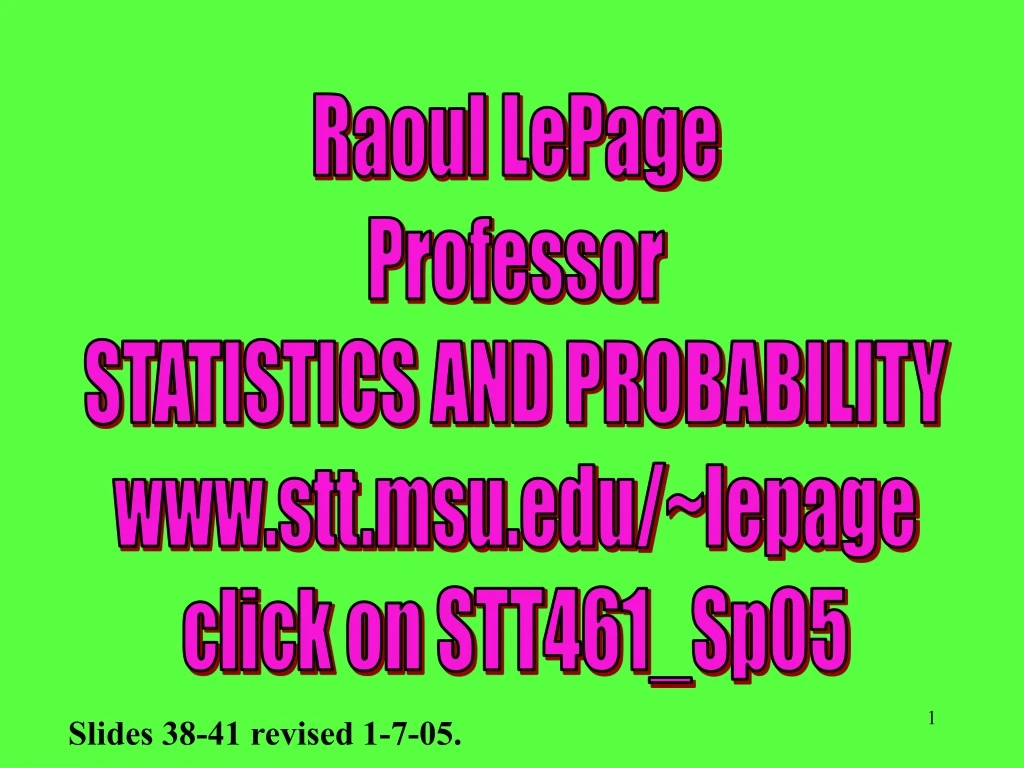 raoul lepage professor statistics and probability