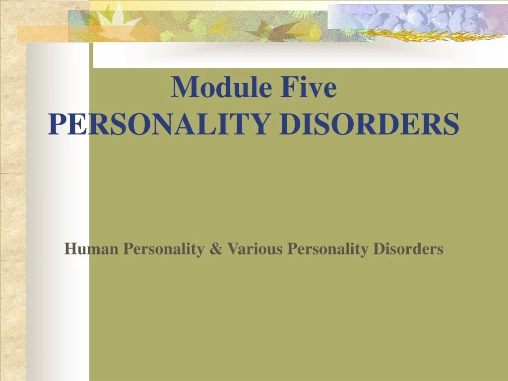 module five personality disorders