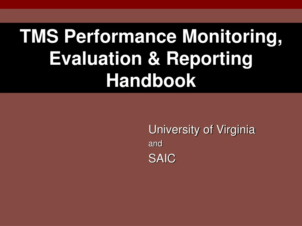 tms performance monitoring evaluation reporting handbook