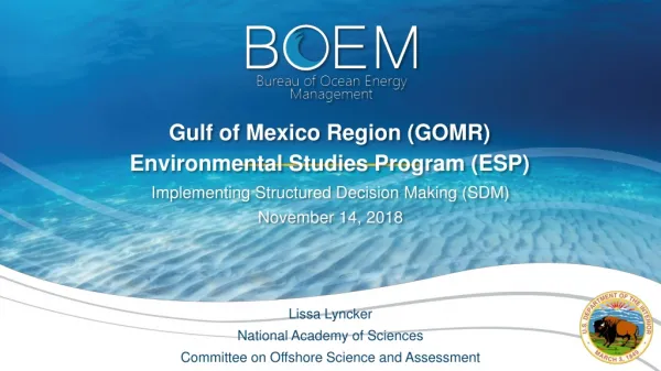 Gulf of Mexico Region (GOMR) Environmental Studies Program (ESP)