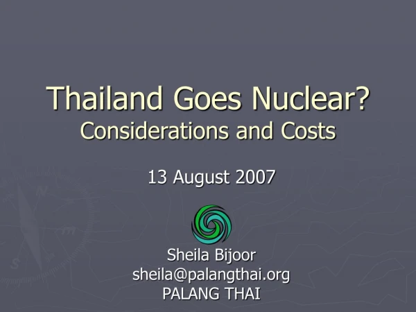 Thailand Goes Nuclear?  Considerations and Costs