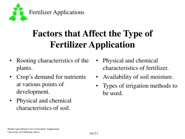 Factors that Affect the Type of Fertilizer Application