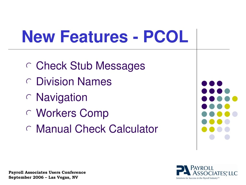 new features pcol