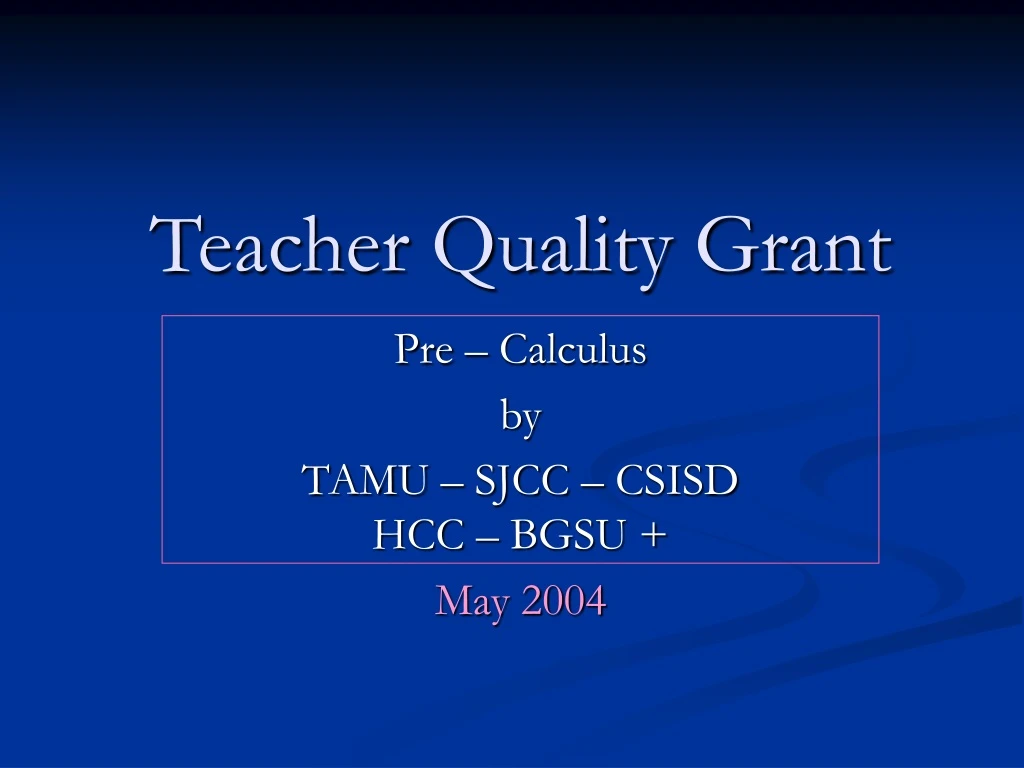 teacher quality grant