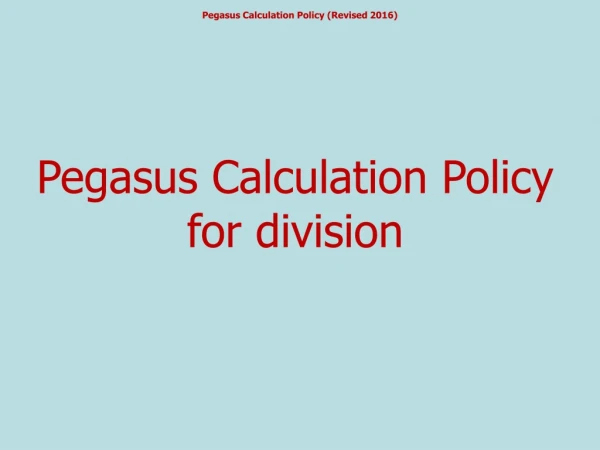 Pegasus Calculation Policy (Revised 2016)