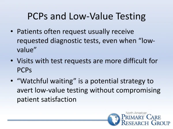 PCPs and Low-Value Testing