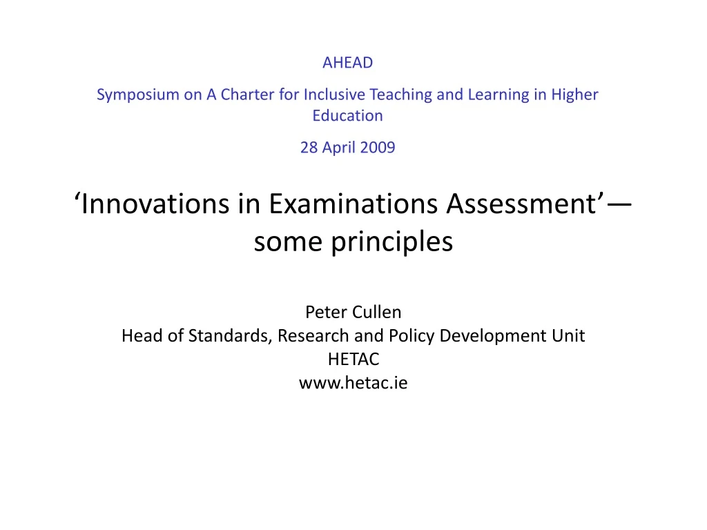 innovations in examinations assessment some principles