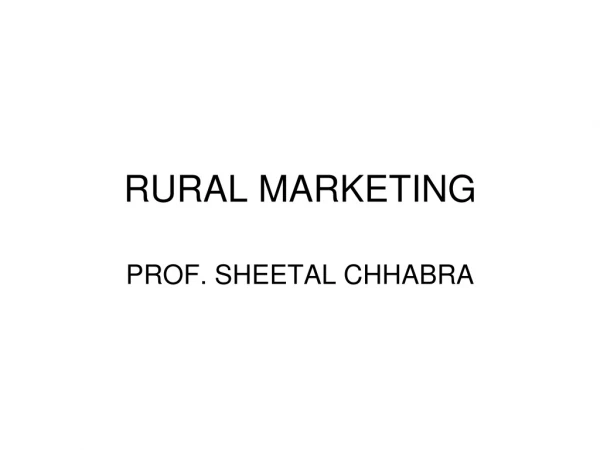 RURAL MARKETING