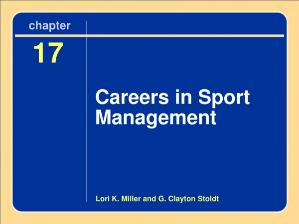 Chapter 17 Careers in Sport Management