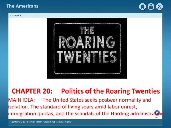 CHAPTER 20:     Politics of the Roaring Twenties