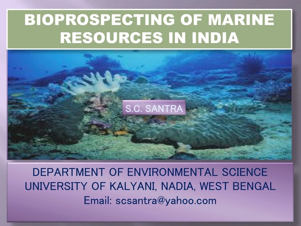 bioprospecting of marine resources in india