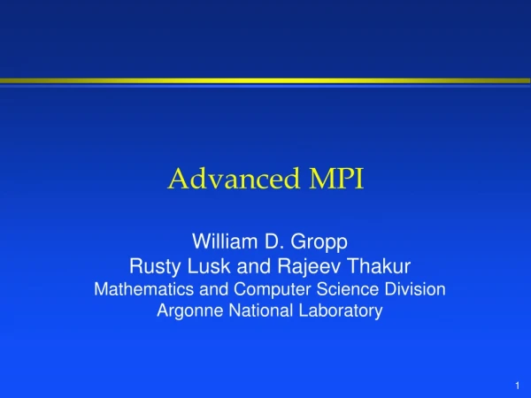 Advanced MPI