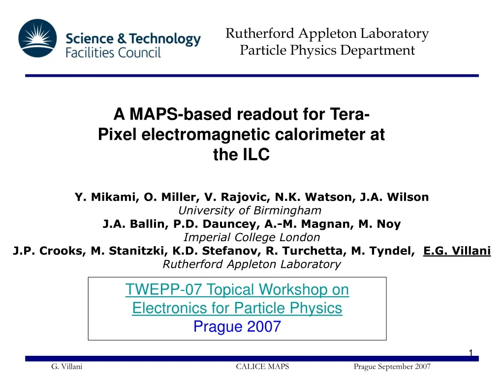 twepp 07 topical workshop on electronics for particle physics prague 2007