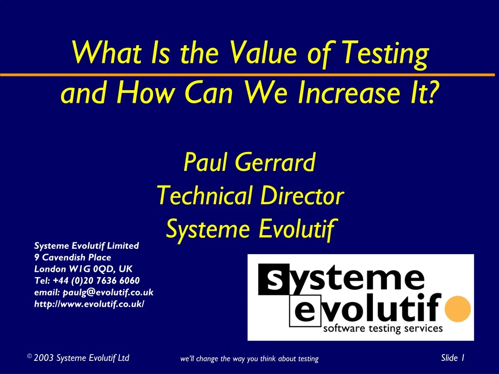 what is the value of testing