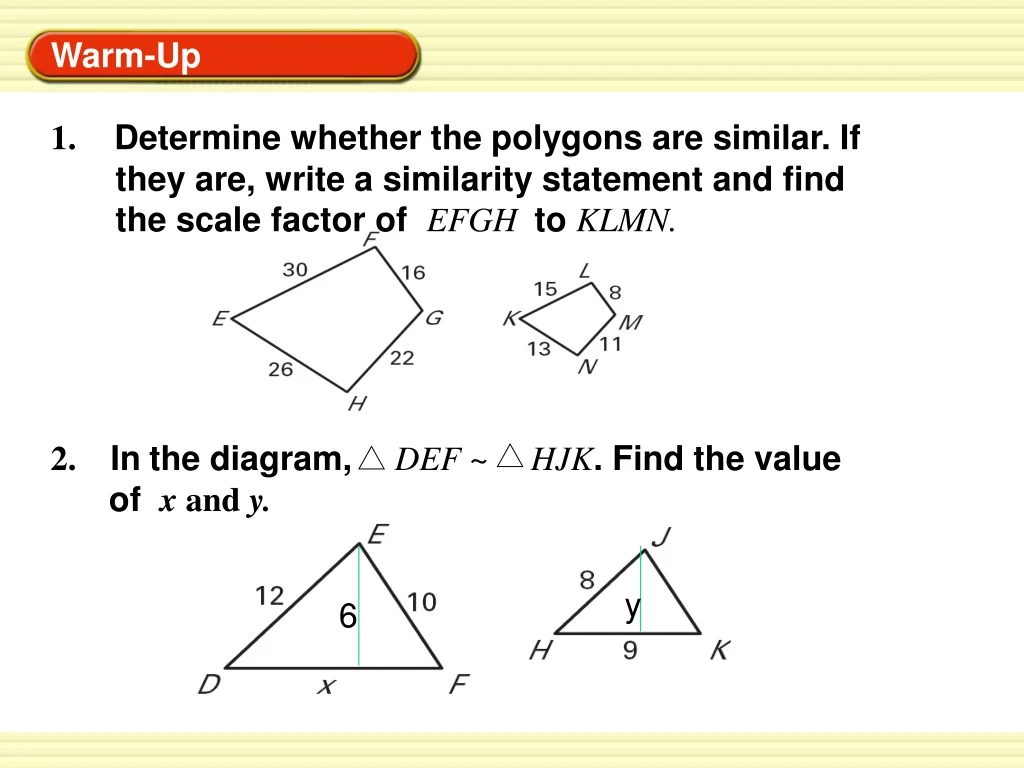 1 determine whether the polygons are similar