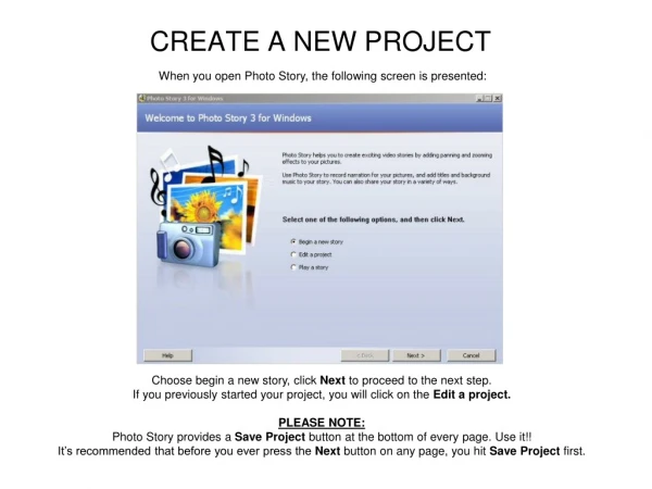 CREATE A NEW PROJECT