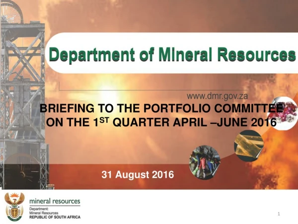 Briefing TO THE PORTFOLIO COMMITTEE on the 1 st  Quarter April –June 2016