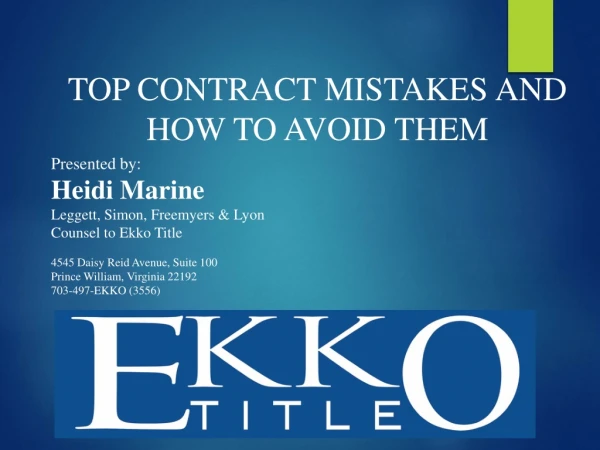 TOP CONTRACT MISTAKES AND HOW TO AVOID THEM