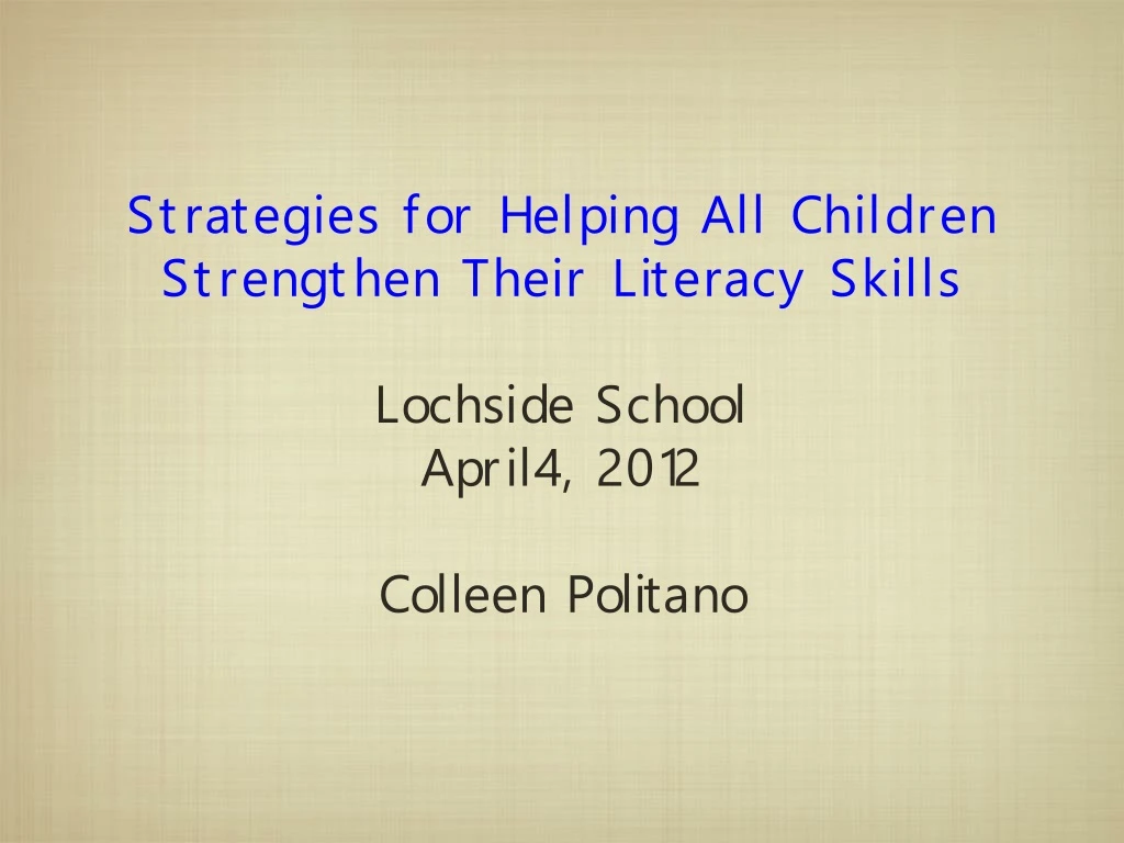 strategies for helping all children strengthen