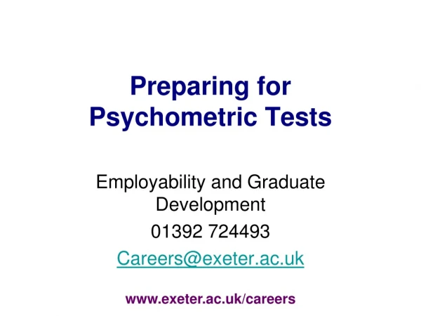 Preparing for  Psychometric Tests