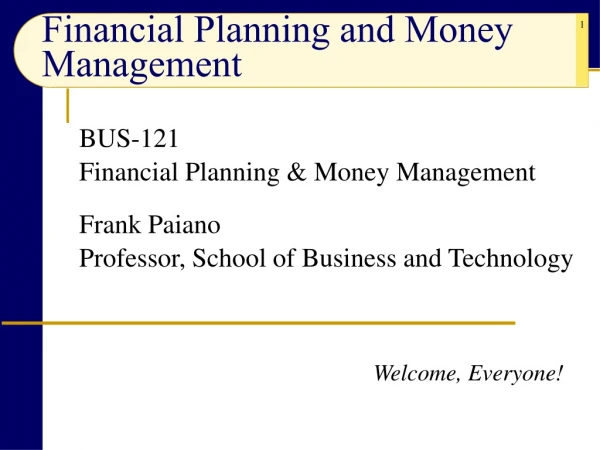 Financial Planning and Money Management