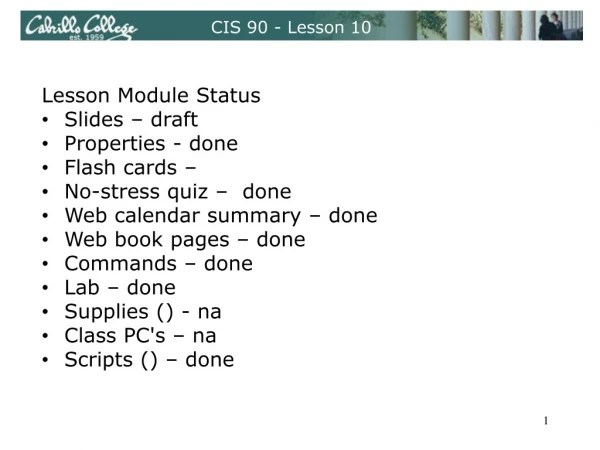 CIS 90 - Lesson 10