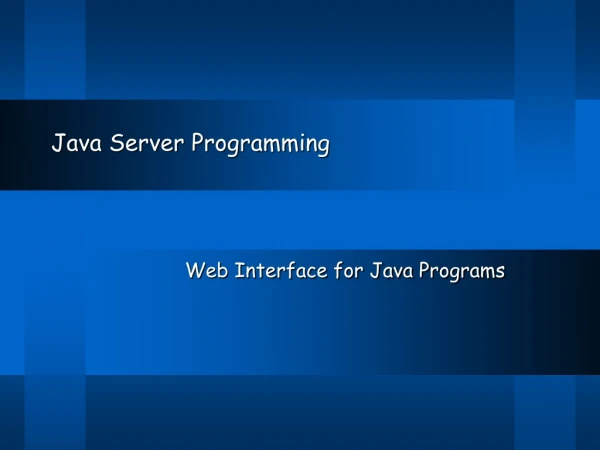 Java Server Programming