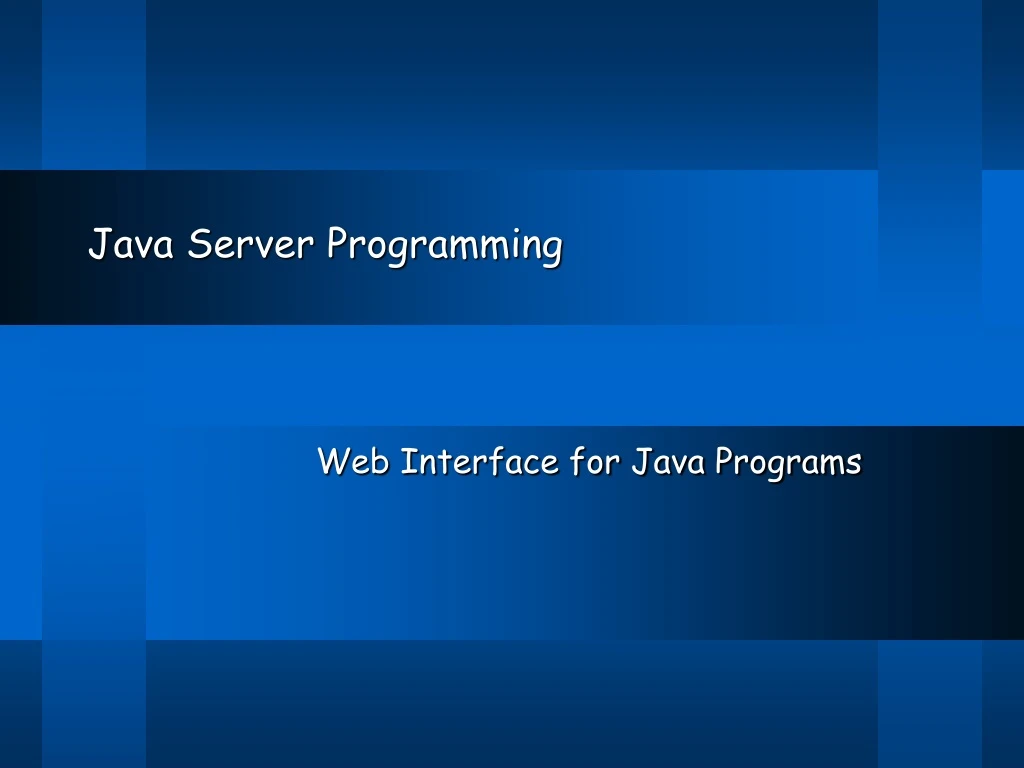 java server programming