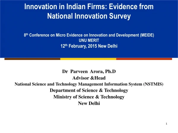Innovation in Indian Firms: Evidence from  National Innovation Survey