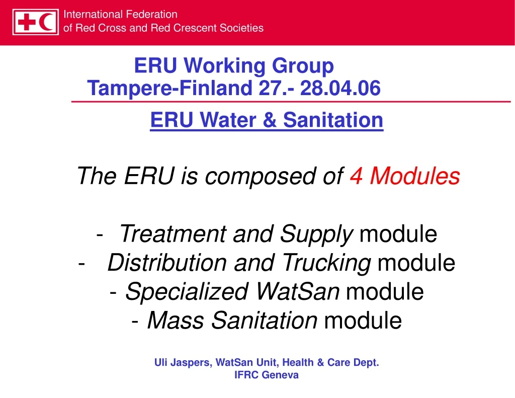 eru water sanitation the eru is composed