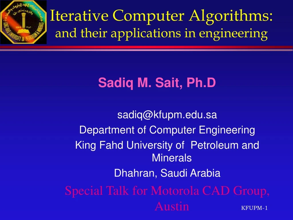 iterative computer algorithms and their applications in engineering