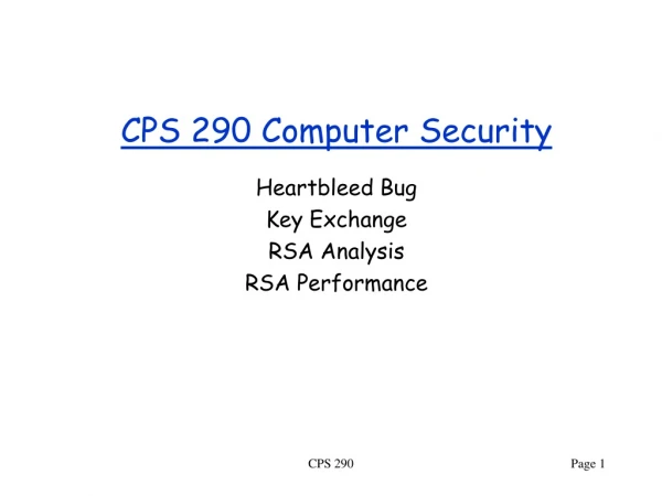 CPS 290 Computer Security