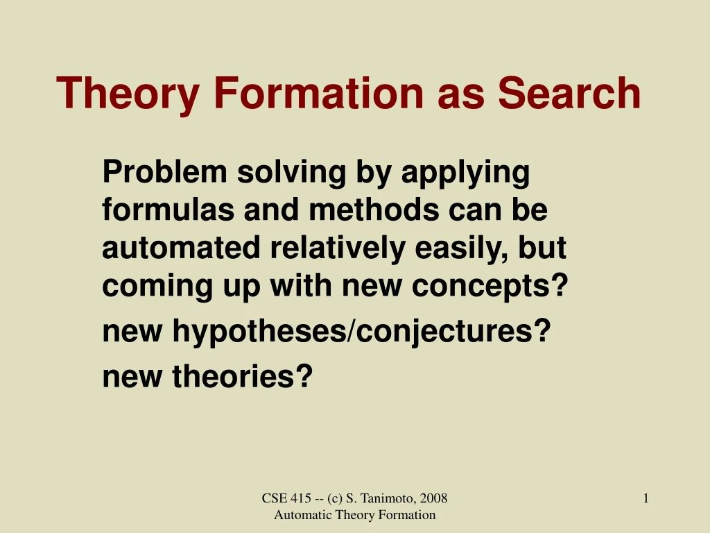 theory formation as search