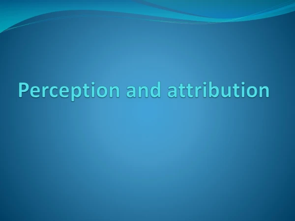 Perception and attribution