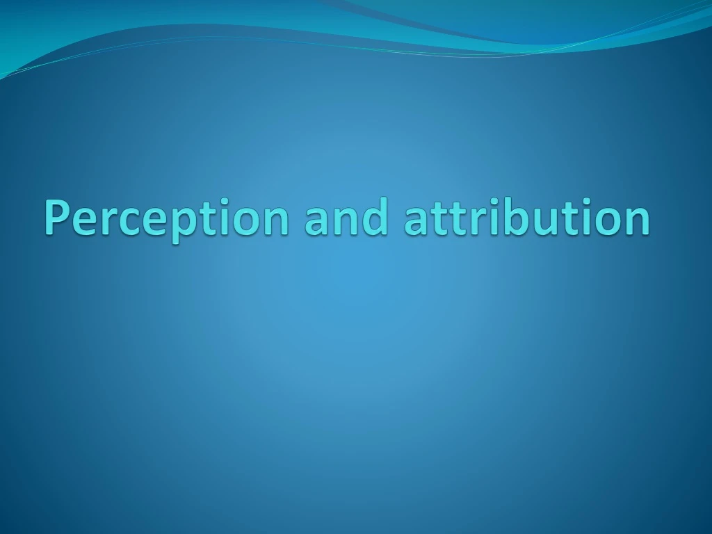 perception and attribution