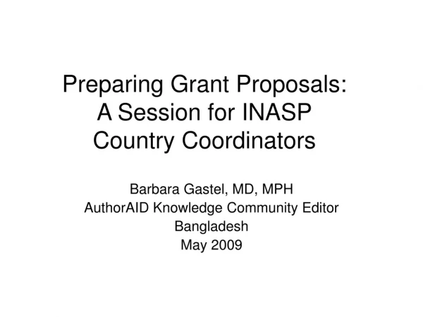 Preparing Grant Proposals: A Session for INASP Country Coordinators