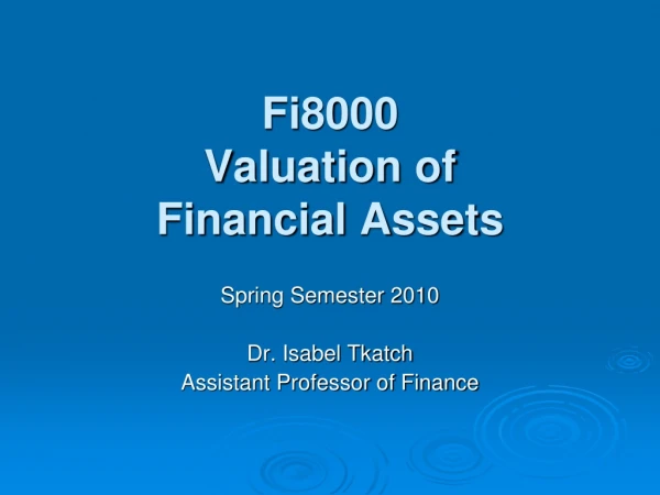 Fi8000 Valuation of Financial Assets