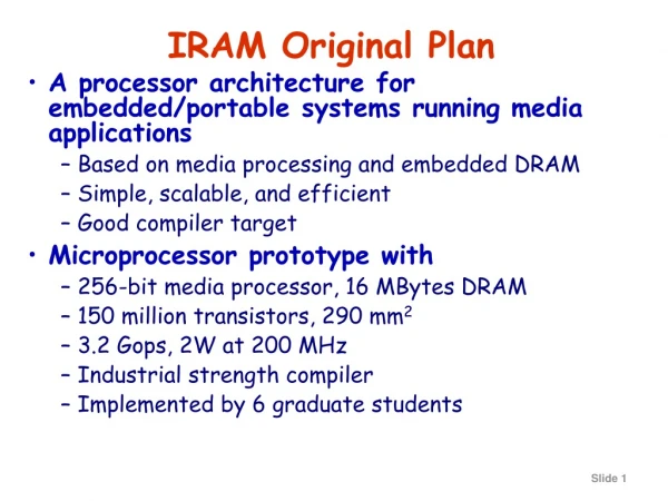 IRAM Original Plan