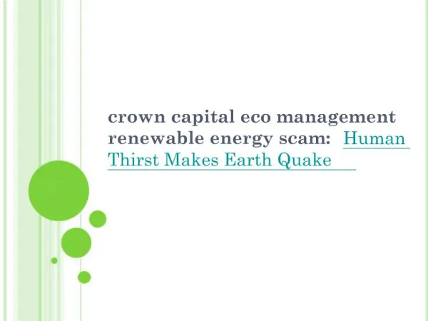 Crown capital eco management renewable energy scam human thi