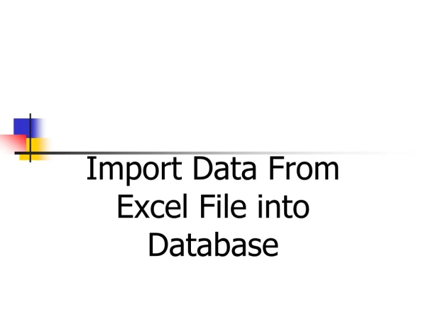 Import Data From Excel File into Database