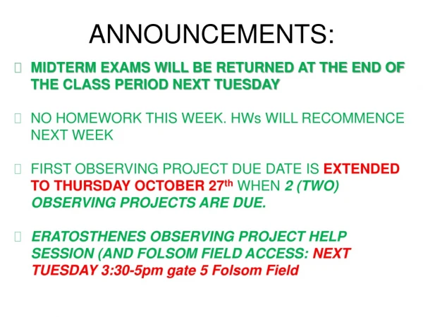 ANNOUNCEMENTS: