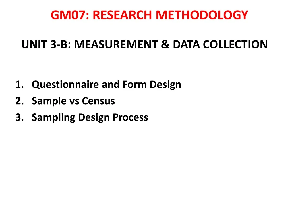 unit 3 b measurement data collection