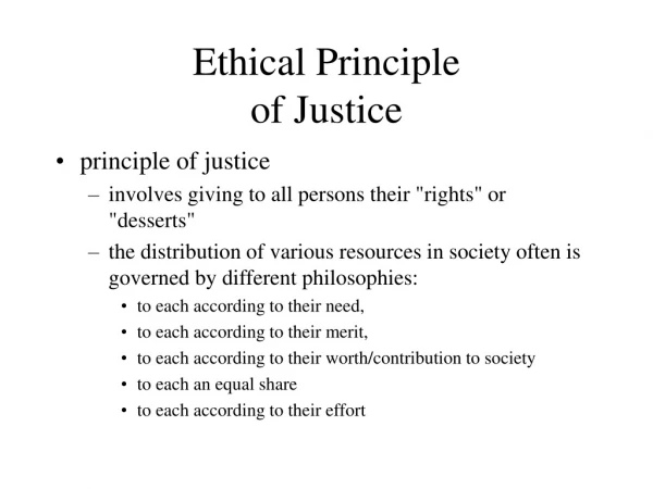Ethical Principle of Justice