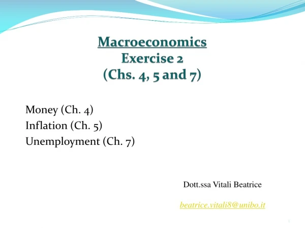 Macroeconomics Exercise 2 (Chs. 4, 5 and 7)