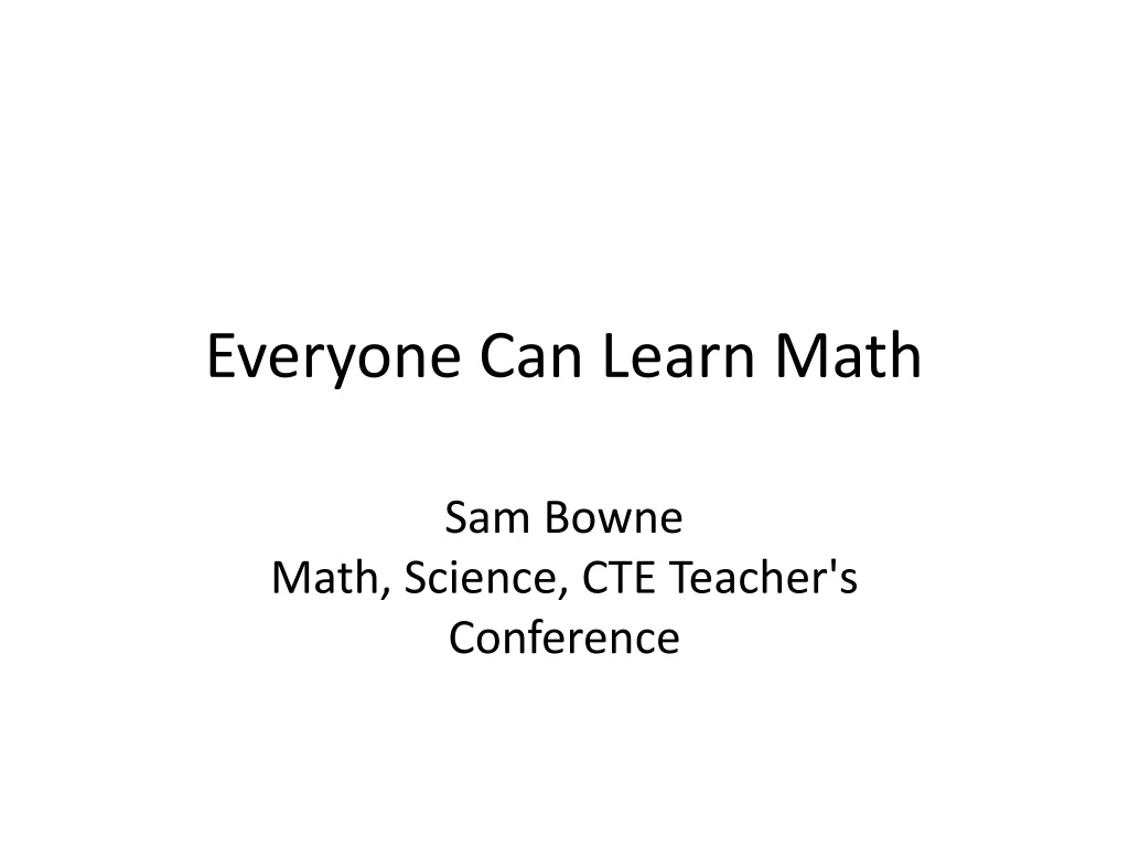 everyone can learn math