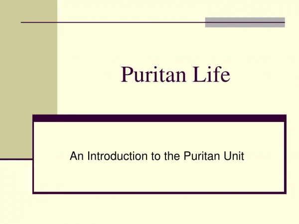 Puritan Life