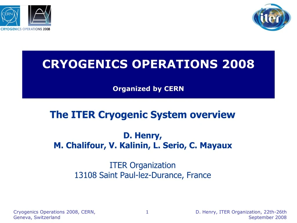 cryogenics operations 2008 organized by cern