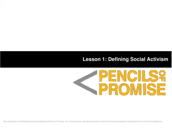 Lesson 1: Defining Social Activism